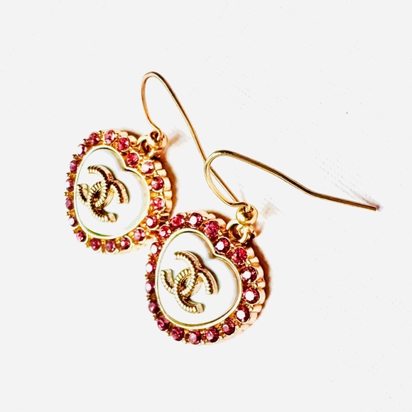 CHANEL Pink, White and Gold Heart Earrings - Picture 2 of 13